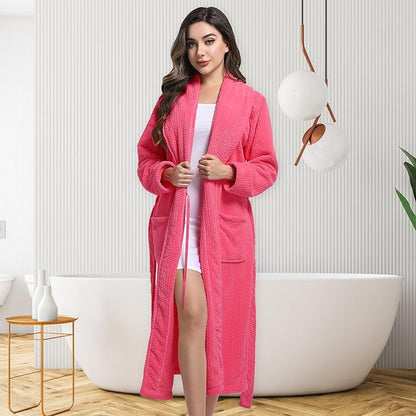 Women's Shawl Collar Bathrobe, Soft Long Towel Robes for Women - Super Absorbent Quick Dry yet Warm
