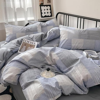 HighBuy Boho Grid Comforter Set Twin XL Size Buffalo Plaid Bedding Comforter Set 3 Pieces Checkered Stripe Patchwork Comforter Bedding Set 1 Grid Comforter 2 Pillowcases Modern Chic Style