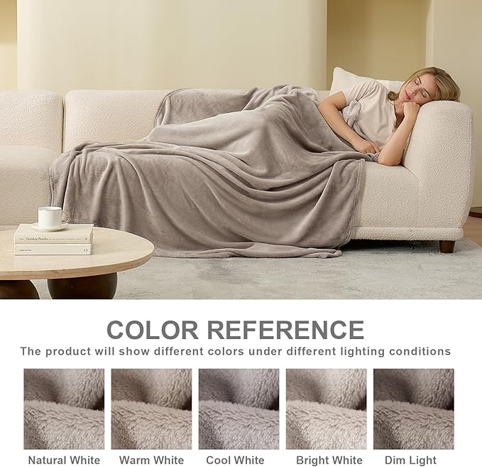 Hansleep Fleece Mocha Brown Queen Blanket, Super Soft Flannel Fuzzy Plush Cozy Blanket for All Seasons, Mocha Brown, Queen 90x90 Inches