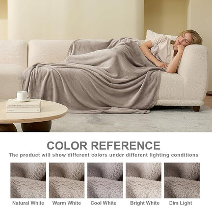 Hansleep Fleece Mocha Brown Queen Blanket, Super Soft Flannel Fuzzy Plush Cozy Blanket for All Seasons, Mocha Brown, Queen 90x90 Inches