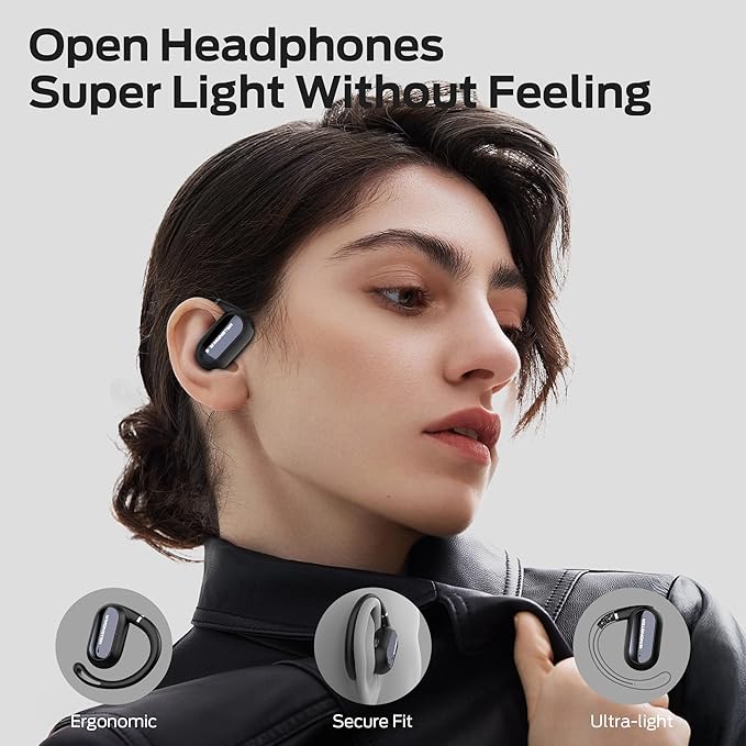 Monster Open Ear AC322, Bluetooth 5.4, 36H Battery Life, IPX5 Waterproof, Clear Communication, Ergonomic Design, Ear Angle Adjustable