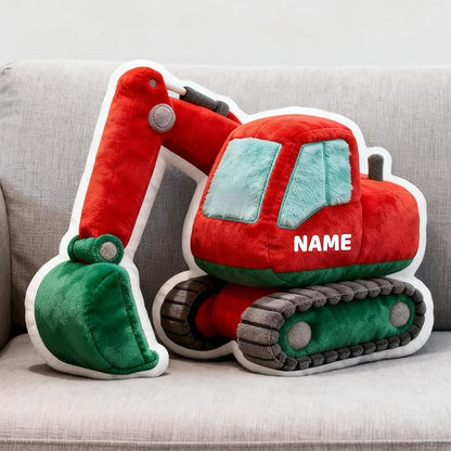 Custom Excavator Shaped Pillow Personalized Double-Sided Printed Cute Pillow Customized Christmas Party Commemorative Gift Sofa Decorative for Boys and Girls 8-32in