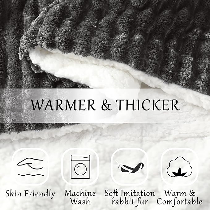 Electric Blanket Heated Throw Blanket, Super Soft Flannel & Sherpa Electric Throw Blanket with 6 Fast Heating Levels, 4 Hours Auto Off & OverHeat Protection, Machine Washable, 50'' X 60'', Dark Gray
