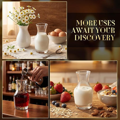 48 Pack Single Serving Wine Carafe Glass Small Mini Carafe Individual Wine Refill Decanter for Dinner Parties Tastings Bars Restaurants (6.5 oz)