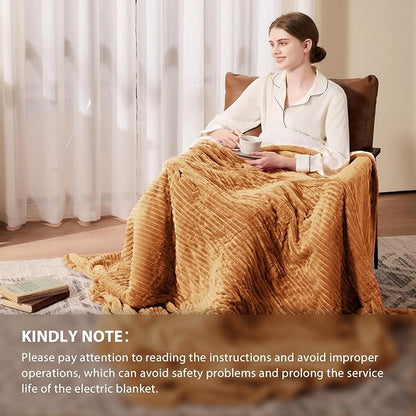 Homemate Electric Heated Blanket King Size - 100"x90" Heating Blanket King Size Dual Control 1/2/4/6/8 Hours Auto-Off 10 Heat Level Over-Heat Protection Soft Flannel Sherpa ETL Certification