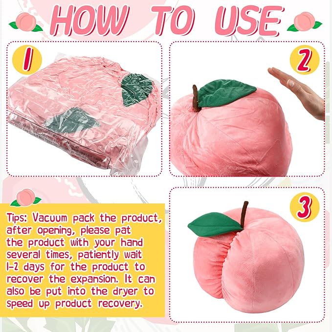Peach Plush Decorative Gift Cute Fruit Plush Pillow Kawaii Hugging Plushies Soft Novelty Cushion Seat Home Room Decor