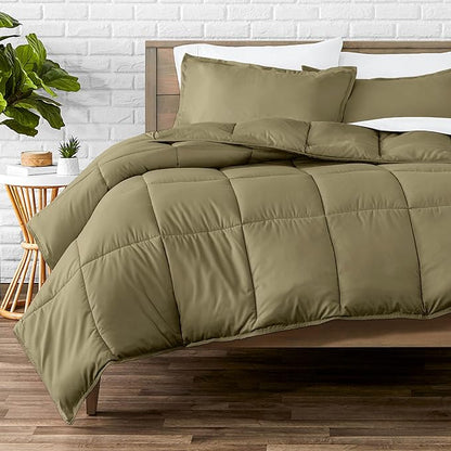 Bare Home Comforter Set - Oversized Queen Size - Ultra-Soft - Goose Down Alternative - Premium 1800 Series - All Season Warmth (Oversized Queen, Olive)