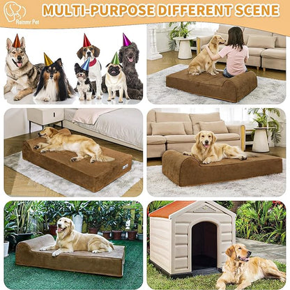 Orthopedic Dog Beds for Large Dogs, 7" Memory Foam Dog Beds with Waterproof Liner, Durable Microsuede Cover, Removable and Washable, Nonskid Bottom, 48"x30"x7" L Chocolate