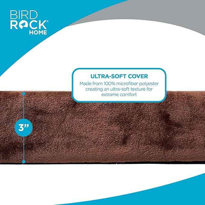 BIRDROCK HOME Memory 3" Memory Dog Bed | Ultra Soft Plush Pet Bed | Pet Mat (34 x 22, Brown)