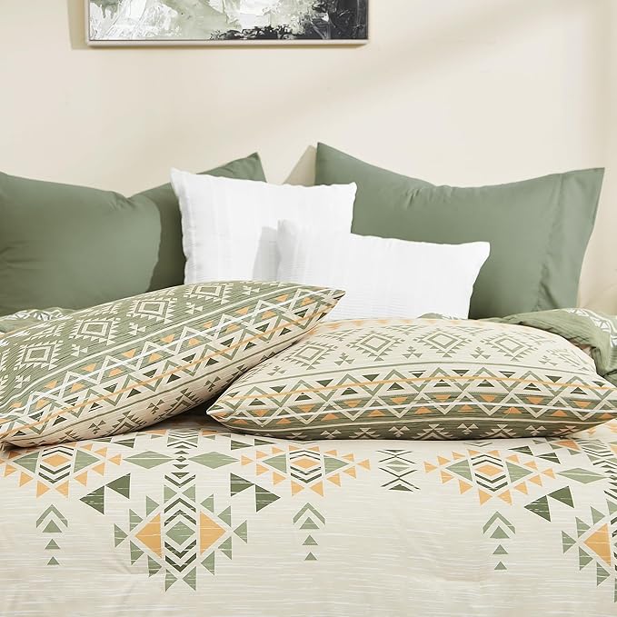 Geniospin Full Comforter Set - 7 Pieces Bed in a Bag, Comfortable Western Bedding Sets for All Seasons, Lightweight Soft Boho Comforter Bed Set with Sheets, Pillowcases & Shams