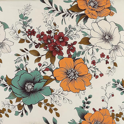 Xruibed Floral Comforter Set Queen Size 7 Pieces, Beige Orange Bed in a Bag Flower Comforter Set with Sheet, Pillowcases, Pillowshams, Soft Microfiber Bedding Set for All Season (Queen 90''x90'')