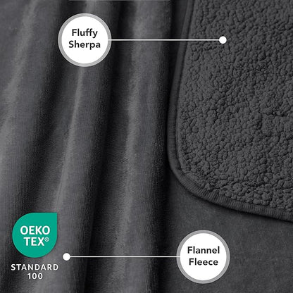 PetAmi Waterproof Dog & Cat Blanket, Pee Proof for Bed & Couch, Reversible, Soft Washable, 60x80 Gray