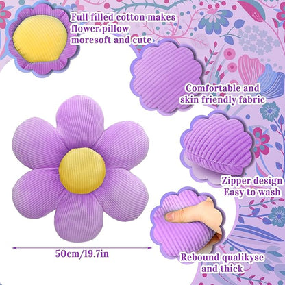 Sratte 6 Pcs Flower Pillows Flower Shaped Throw Pillows Cute Daisy Pillow Seating Cushions for Adults Reading Leisure Home Bedroom Sofa Chair Couch Decor(Classic Color,19.69 Inch)