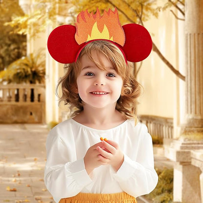 Flame Mouse Ear Headbands,Sparkle Mouse Ears Headband for Boy Men Cartoon Princess Costume Cosplay Decoration
