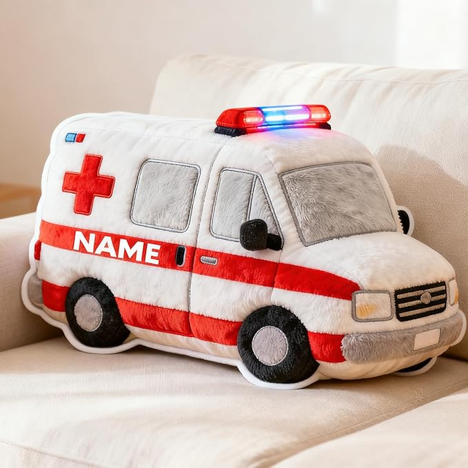 Custom Ambulance Shaped Pillow Personalized Double-Sided Printed Cute Pillow Customized Christmas Party Commemorative Gift Sofa Decorative for Boys and Girls 8-32in