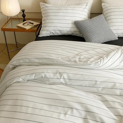 CLOTHKNOW Striped California King Comforter Set 3Pcs White Black Bedding Comforter Sets Farmhouse Comforter Black Stripes Comforter