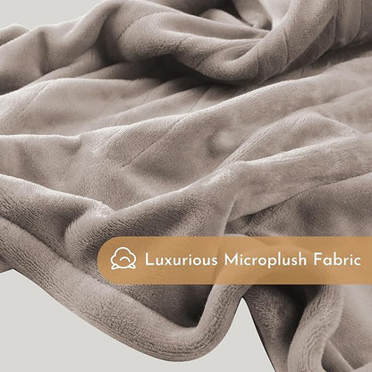 Electric Heated Blanket 62"x84" Twin Size Flannel Heated Blanket, Cozy & Warm for All Night, 4 Heat Settings & 10 Hours Auto Off, Machine Washable, Linen