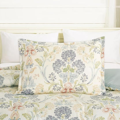 Chezmoi Collection Alyssa 3-Piece Boho Floral Comforter Set, King - Floral Medallion Multicolor Blue Green Red Yellow White Printed Microfiber Lightweight Bedding Set