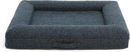 Luxury Boucle Orthopedic Memory Foam Dog Bed with Waterproof Liner and Machine Washable Cover with YKK Zippers (Medium, 37" L x 30" W x 6" Th, Ocean Blue)
