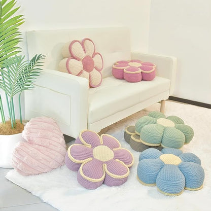 Pink Flower Pillow Decorative Throw Pillows 16" Fluffy Soft Flower Plush Floor Cushion for Couch Bed Girls Room Bedroom Decor Aesthetic (1, Pink, 16 Inch)