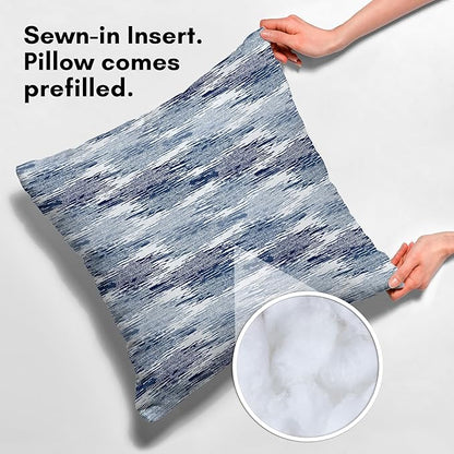 Americanflat 20x20 Throw Pillow with Sewn-in Insert - All-in-One Decorative Pillows - No Cover Needed - Soft and Durable Cushion for Bed or Sofa - Polyester - Blue and White
