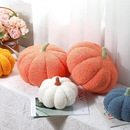 Queekay 2 Pcs Pumpkin Pillow Plush 11 x 9.5 Inch Thanksgiving Stuffed Pumpkin Decor for Fall Home Bedroom Throw Pillow Cushion Gifts for Holiday Operation Christmas Halloween Car Sofa(Orange)