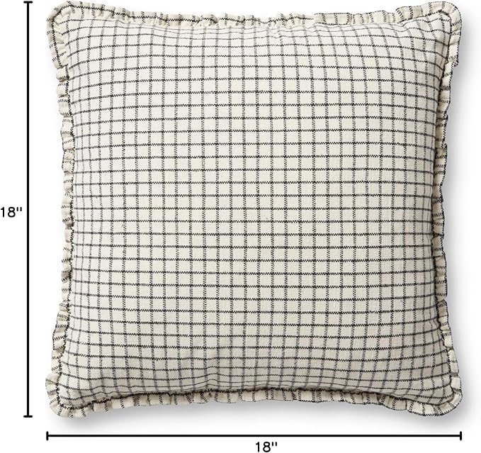Loloi Chris Loves Julia Dinah Collection PCJ0012 Ivory/Black 18'' x 18'' Cover w/Poly Pillow