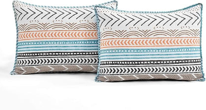 Lush Decor Hygge Geo Pattern Striped 3 Piece Quilt Bedding Set, King, Neutral & Multicolored