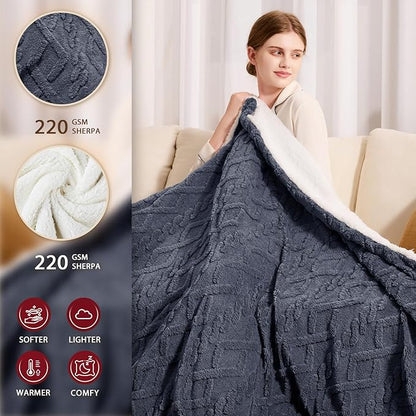Heated Electric Blanket King Size-100"x90" Heating Blanket with 10 Heating Levels & 5 Time Settings Over-Heat Protection，Winter Warmer for Adults with ETL Certification（Grey）