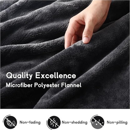 Heated Blanket Electric Blanket Full Size 72''x84'' with 9 Heating Levels, 1-10 Hour Auto Shut Off, Machine Washable, Flannel & Sherpa Soft Warming Blanket for Couch, Bed, Office - Dark Grey