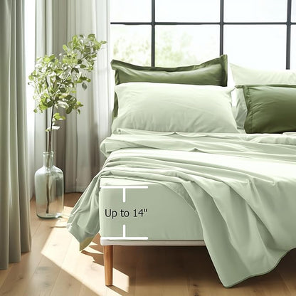 Twin XL Comforter Set 5 Pieces, Dark Green, Reversible Sage Green Bedding Set, Soft Bed in a Bag Twin XL with Comforter, Sheets, Pillowcase & Sham, All Seasons Boho Bed Set