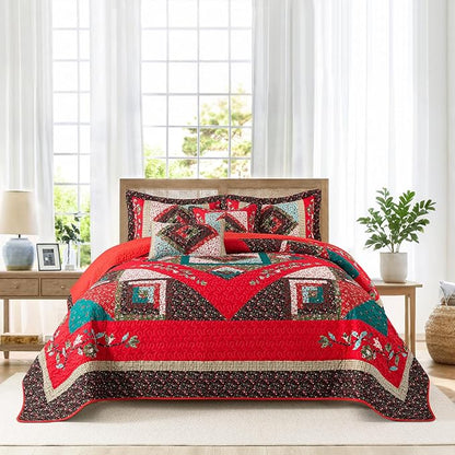 BEDIFANY King Size Quilt Set - Cotton Bedspreads King for Bed - Lightweight Farmhouse King Quilt Bedding Sets for All Seasons, 3 Pieces