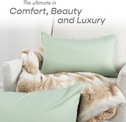 PILLOWY 18" x 18" Throw Pillow - Cadet Grey: 1 PCS Luxurious Premium Microbead Pillow with 85/15 Nylon/Spandex Fabric. Forever Fluffy, Outstanding Beauty & Support. Silky, Soft & Beyond Comfortable