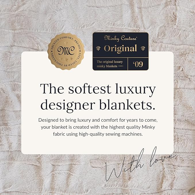 Minky Couture Sorbet Blanket - Ultra-Soft Throw for Silky Smooth Comfort - Premium Decorative Throw - Midweight, Breathable Fabric - Machine Washable Travel, Almond Croissant