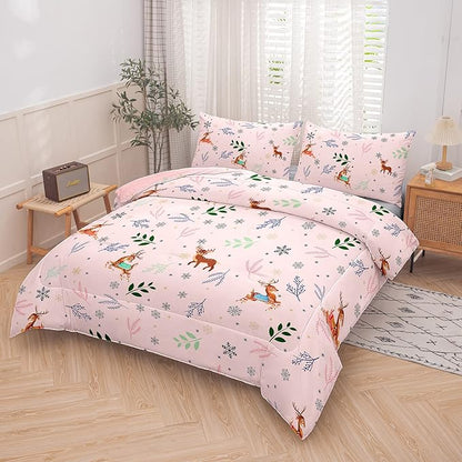 Tailor Shop Girls Twin Bedding Set,Deer Bedding Sets,Pink Comforter Set,Kids Comforter Sets for Girls,1 Pillowcase…