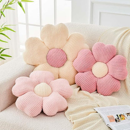 Flower Throw Pillow, Cute Flower Shaped Pillow Decorative Throw Pillow for Bed Couch, Soft Daisy Pillows Floor Seating Cushion Cushions (14.9 Inch Pink)
