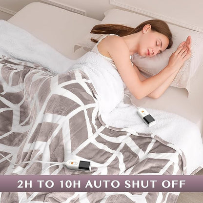 VENTIMI Electric Blanket Queen Size, 84" x 90" Heated Blanket with 9 Heat Levels & 2-4-8-10 Hours Auto Off, Fast Heating Blanket with ETL & FCC Certification, Beige