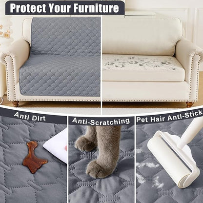 Smiry Waterproof Dog Bed Cover Blanket, Soft Reversible Pet Blanket, Washable Leakproof Cats Dogs Couch Cover for Sofa, Couch, Furniture (52x82 Inch, Grey/Dark Grey)