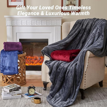 Electric Heated Blanket King Size 90''x100'' Soft Flannel & Sherpa Electric Blanket with 10 Heating Levels, Automatically Shut Down After 8h with Overheat Protection Machine Washable