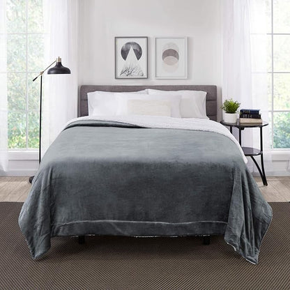 Genteele Sherpa Throw Blanket Super Soft Reversible Ultra Luxurious Plush Blanket, 60 x 70 inches, Gray/White