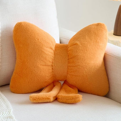 Xuyier Bow Pillows, Bow Shaped Decorative Throw Pillows for Couch Bed, Aesthetic Cute Home Decor Accent Pillows (Orange, Small-12 Inches)