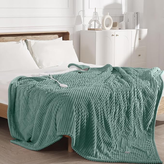 Heated Blanket Full Size Heating Blanket 72''x84'' - Ultra Soft Sherpa Fleece Electric Blanket Full Size, Machine Washable, ETL & FCC Certified, Cozy Warm Gifts for Winter (Green)