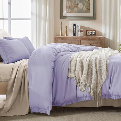Andency California King Comforter Set Lavender - Purple 3 Pieces Cal King Boho Lightweight Bedding Comforter Sets, Oversized All Season Tassel Soft Fluffy Bed Set (104x96In Comforter & 2 Pillowcases)