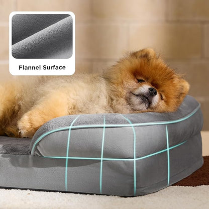 Bedsure Orthopedic Dog Beds for Small Dogs - Washable Small Dog Cat Bed Waterproof, Comfort Pet Couch Sofa with Washable Removable Cover, Pets Bed with Nonskid Bottom, Light Grey, 24"
