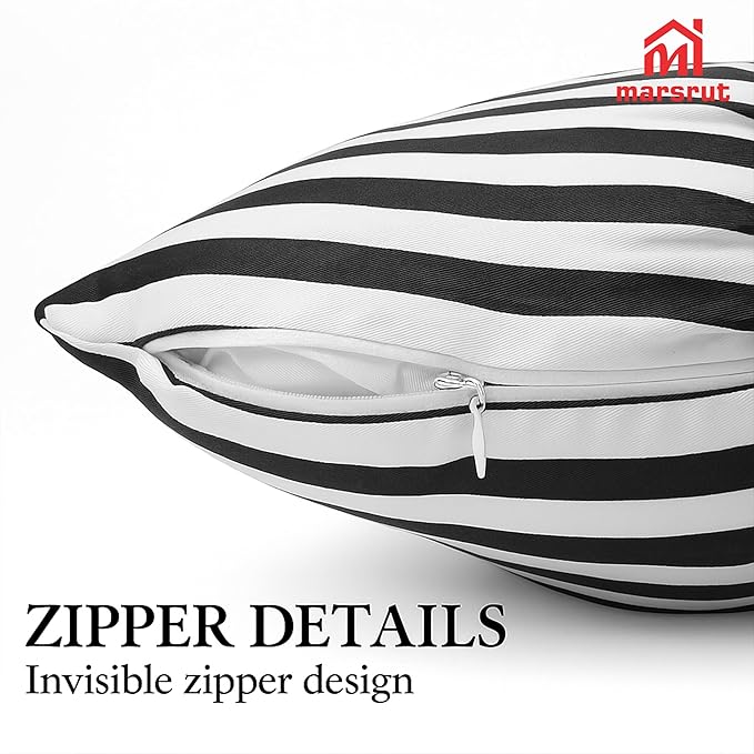 Bow Shaped Pillow, Decorative Sofa Throw Pillows, 17.7" x 13.8", Striped Black and White Reversible Pillow Cushions for Couch Bed Sofa Office Car Decor Neck Waist, Hand Made Cotton, Detachable to Wash