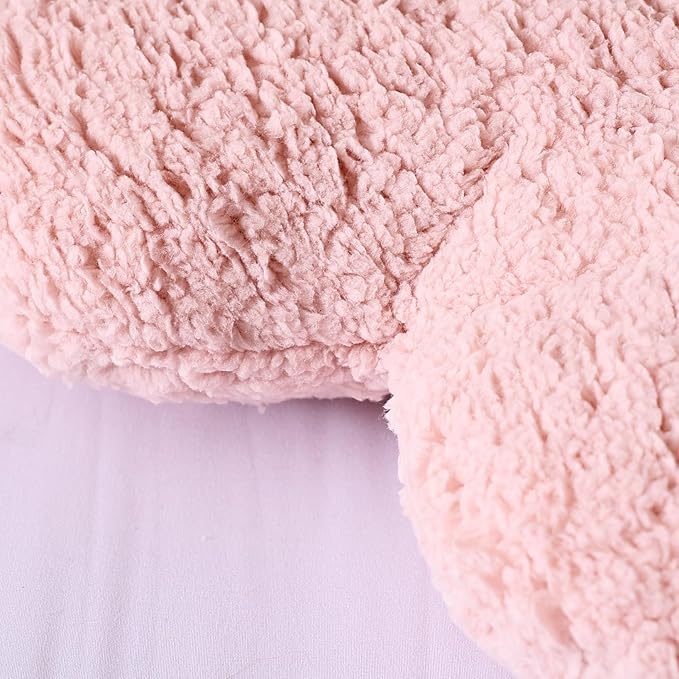 EVOLIVE Heart Pillow, Love Pillow Gifts, 15X17 Inch Large Heart Shaped Pillows, Sherpa Material Room Decor Throw Pillows, Living, Bedroom, Indoor Outdoor (Pink)