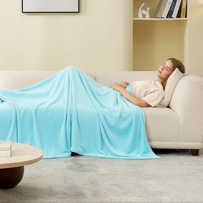 Hansleep Fleece Robin Egg Blue King Blanket, Super Soft Flannel Fuzzy Plush Cozy Blanket for All Seasons, Robin Egg Blue, King 90x108 Inches