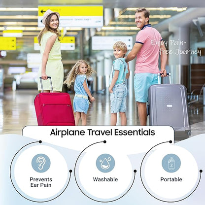 Airplane Ear Plugs 2 Pairs, Prevent Discomfort Pressure Equalizing Earplugs, Flying Travel Essentials, 100x Reusable Flight Plane Earbuds for Adults Kids 12+, 2 Sizes, 25 dB Noise Reduction