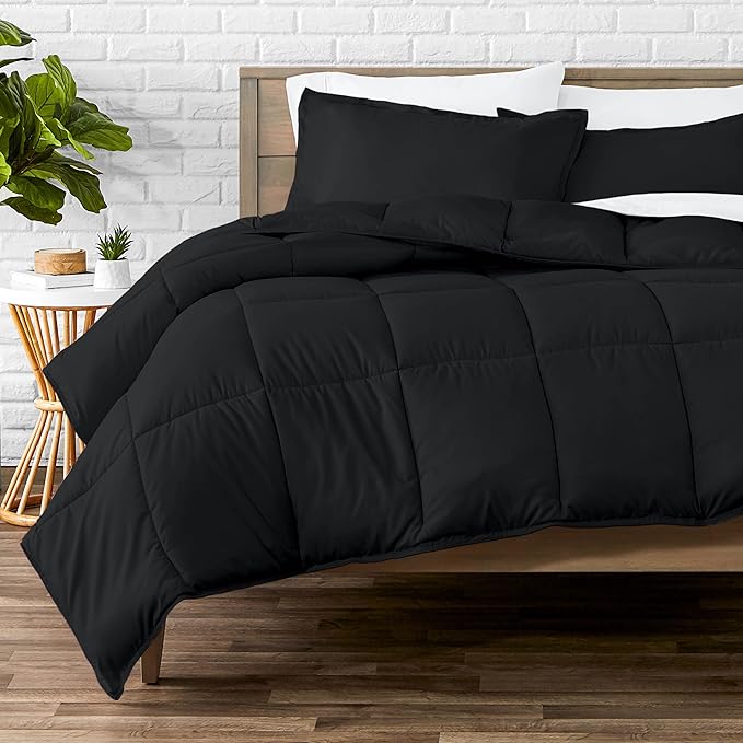 Bare Home Comforter Set - Oversized Queen Size - Ultra-Soft - Goose Down Alternative - Premium 1800 Series - All Season Warmth (Oversized Queen, Black)