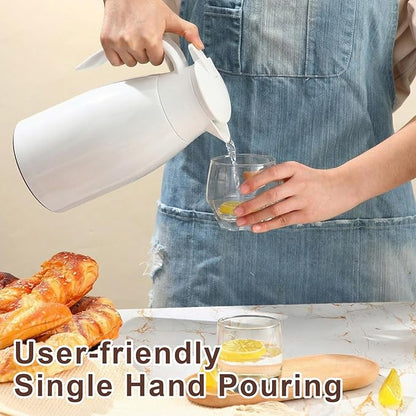Norme 2 Pcs Thermal Coffee Carafe Insulated Stainless Steel Coffee Carafe for Hot Liquid Vacuum Thermal Pot Creamer Pitcher Dispenser with Brushes Keeping Hot Water Milk (Beige,51 oz)